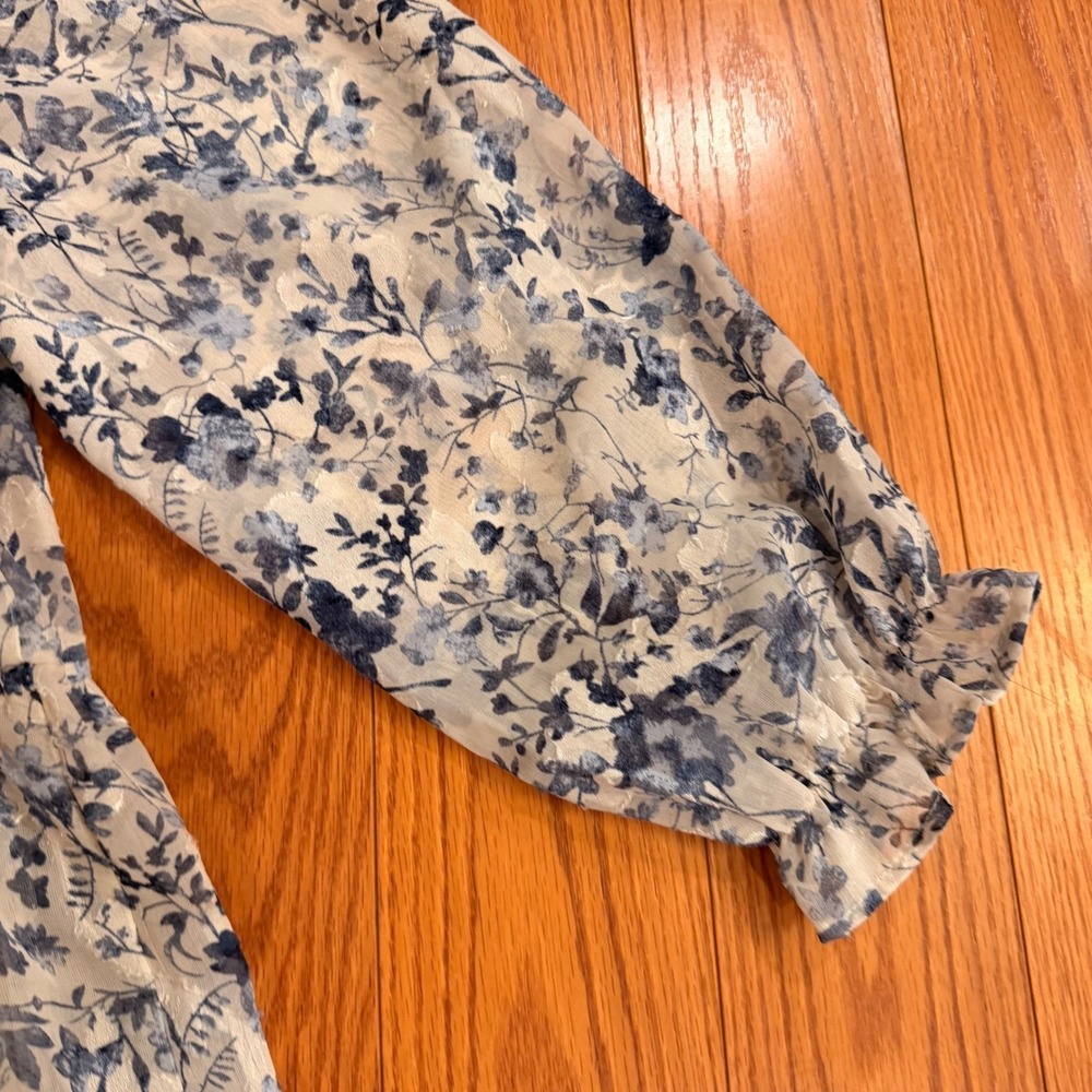 Polagram Womens Dress Medium Blue Floral Smocked Tiered Boho Cottagecore - Picture 10 of 12